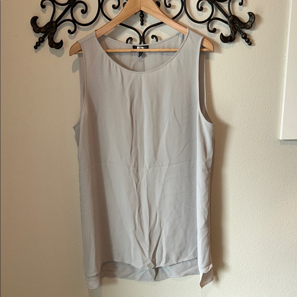 EILEEN FISHER 100% SILK GEORGETTE SLEEVELESS TUNIC SIZE LARGE